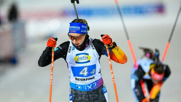 Wurde mit der DSV-Staffel in &Ouml;stersund Dritte: Franziska Preu&szlig;. - &copy; Pontus Lundahl/TT News Agency/AP/dpa
