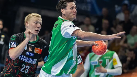 Berlins Hans Lindberg (r) &uuml;berzeugte beim Sieg gegen Hamburg. - &copy; Andreas Gora/dpa