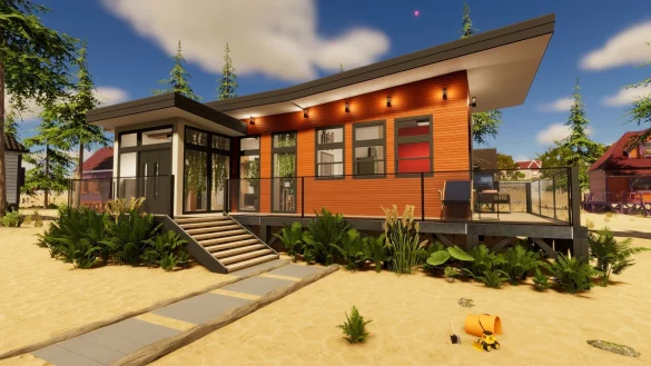 Schick im Pavillon-Stil: Ein fertiges Haus in &laquo;House Flipper 2&raquo;. - &copy; Frozen District/dpa-tmn