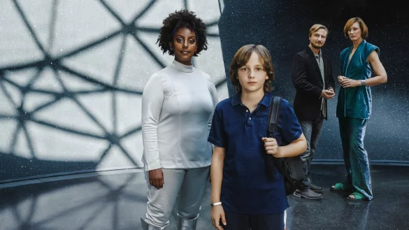 Yodit Tarikwa als Leona (l-r), Leo Alonso-Kallscheuer als Morin, Michael Kranz als AT Konrad Dramm und Wiebke Puls als Lynn Lomann. - &copy; Hendrik Heiden/BR/Odeon Fiction/ARD/dpa