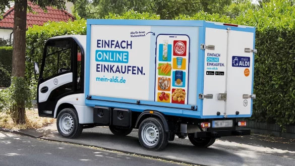 Ein Lieferwagen des Discounters Aldi S&uuml;d: Der Lebensmittel-Lieferdienst soll vorerst nicht weiter expandieren. - &copy; ALDI S&Uuml;D/dpa