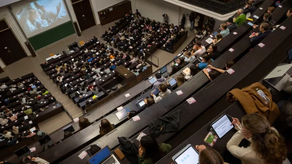 Studierende nehmen an der Einf&uuml;hrungsveranstaltung teil. - &copy; Peter Kneffel/dpa/Archivbild
