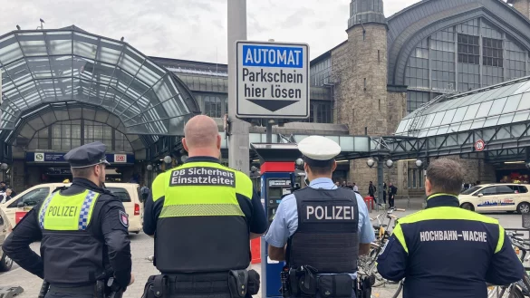 Sicherheitskr&auml;fte sind daf&uuml;r zust&auml;ndig, das geltende Waffenverbot rund um den Hamburger Hauptbahnhof zu kontrollieren. - &copy; Franziska Spiecker/dpa