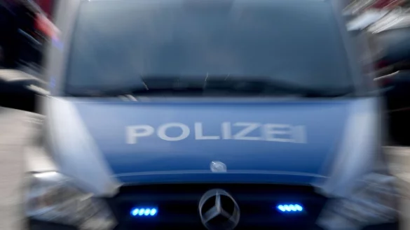 Ein Polizeiwagen mit eingeschaltetem Blaulicht. - © Carsten Rehder/dpa/Symbolbild