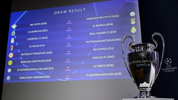 In Nyon wurde das Achtelfinale der Champions League ausgelost. - © Laurent Gillieron/KEYSTONE/dpa