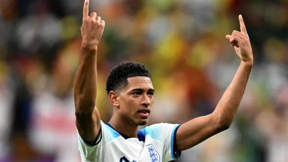 Englands Jude Bellingham freut sich nach dem Sieg &uuml;ber den Senegal. - &copy; Robert Michael/dpa