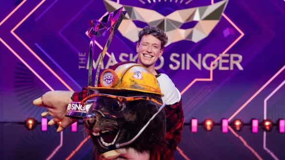 Schauspieler Daniel Donskoy steht im Finale der ProSieben-Show «The Masked Singer» als «Der Maulwurf» auf der Bühne. - © Rolf Vennenbernd/dpa