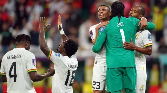 Ghanas Spieler feiern den Sieg gegen S&uuml;dkorea. - &copy; Adam Davy/Press Association/dpa