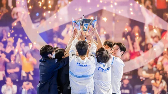 Nach einem Thriller-Finale gegen T1 jubelt DRX über den unerwarteten Triumph bei den LoL Worlds. - © Riot Games/dpa