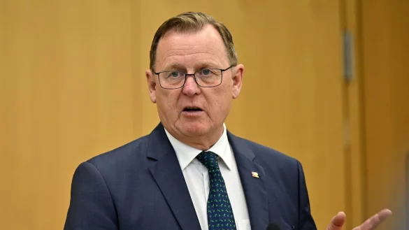Bodo Ramelow (Die Linke), Ministerpr&auml;sident von Th&uuml;ringen, bei einer Rede. - &copy; Martin Schutt/dpa/Archivbild