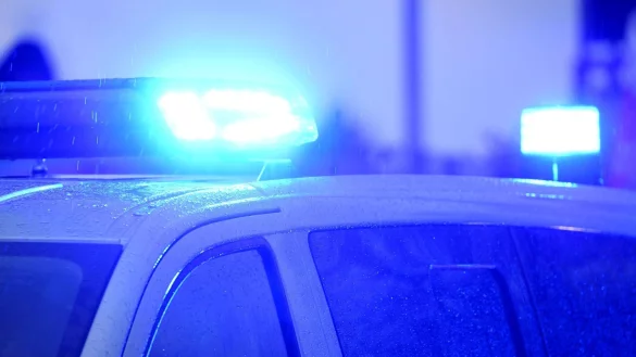 Blaulichter leuchten auf dem Dach eines Polizeifahrzeugs. - &copy; Carsten Rehder/dpa/Symbolbild