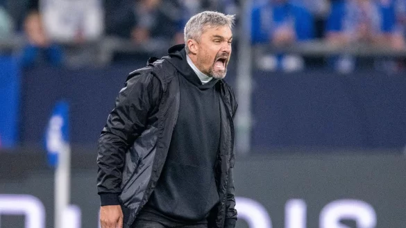 Schalkes Trainer Thomas Reis gibt seinen Spielern Anweisungen. - &copy; David Inderlied/dpa