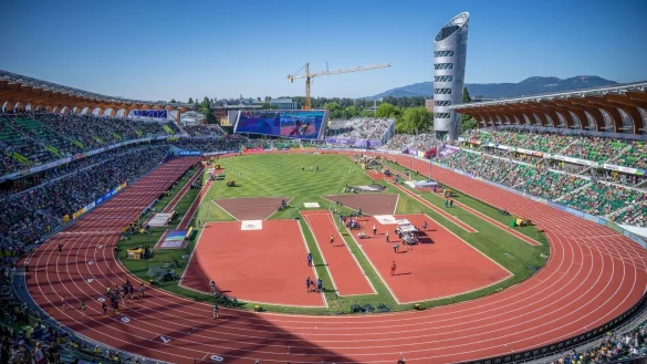 Das Stadion Hayward Field in Eugene im US-Bundesstaat Oregon, Austragungsort der Leichtathletik-WM 2022. - &copy; Michael Kappeler/dpa