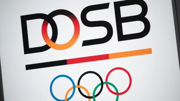 Das Logo &laquo;Deutscher Olympischer Sportbund&raquo; (DOSB) steht an dessen Hauptsitz. - &copy; Sebastian Gollnow/dpa