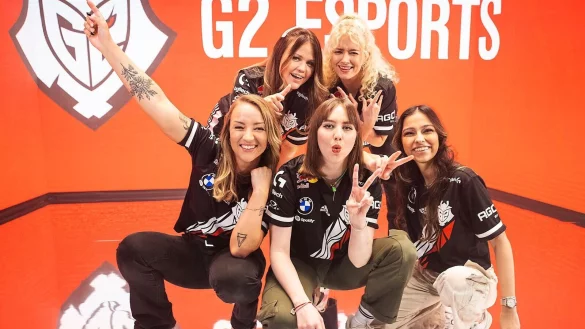 G2 Gozen steht nach dem Sieg gegen Cloud9 White im Upper-Bracket-Finale der Valorant-WM in Berlin. - © Riot Games/dpa