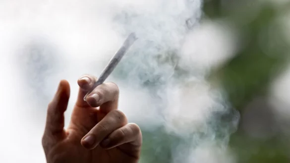 Ein Mann h&auml;lt einen Joint in der Hand. - &copy; Fabian Sommer/dpa/Illustration