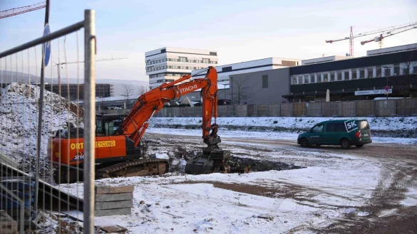 Fundort einer Bombe aus dem Zweiten Weltkrieg in Heidelberg. - © R.Priebe/Pr-Video/dpa