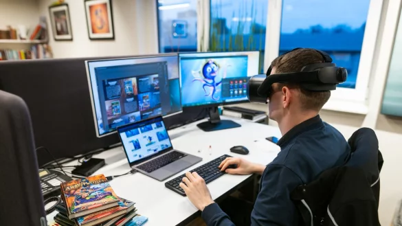 Hier verbinden sich Technik und Kreativit&auml;t: Die Games-Branche bietet eine gro&szlig;e Bandbreite an beruflichen Einsatzm&ouml;glichkeiten. - &copy; Philipp von Ditfurth/dpa/dpa-tmn