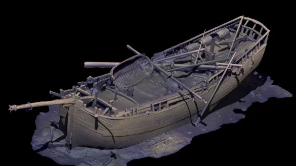 Die Computersimulation zeigt ein Schiffswrack in der Ostsee. - &copy; ---/JD-Contractor A/S./dpa