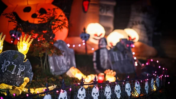 Halloween-Dekoration: Die Polizei ist an Halloween wachsam. (Archivbild) - &copy; Christoph Reichwein/dpa