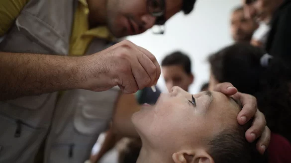 Im umk&auml;mpften Gazastreifen hat die zweite Runde der Polio-Impfungen begonnen. - &copy; Marwan Dawood/XinHua/dpa