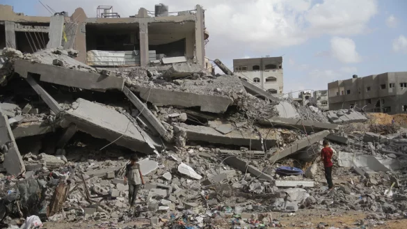 Zerst&ouml;rte Geb&auml;ude im Fl&uuml;chtlingslager Dschabalija - &copy; Mahmoud Zaki/XinHua/dpa