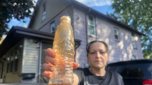 LeeAnne Walters Wasserprobe auf dem Flint River. - &copy; Benno Schwinghammer/dpa