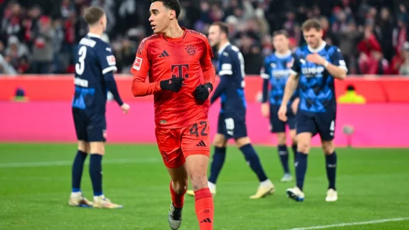 Traf beim Sieg der Bayern gegen Heidenheim: Jamal Musiala - © Sven Hoppe/dpa