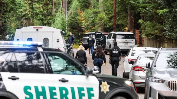 Die Polizei war mit einem Gro&szlig;aufgebot am Tatort in Fall City. - &copy; Kevin Clark/The Seattle Times/AP