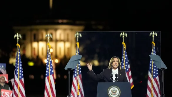 Pr&auml;sidentschaftskandidatin Kamala Harris - &copy; Stephanie Scarbrough/AP/dpa