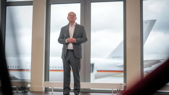 Bundeskanzler Olaf Scholz (SPD) &auml;u&szlig;ert sich vor der Abreise zum G20-Gipfel nach Rio auch zur K-Frage in der SPD. - &copy; Kay Nietfeld/dpa