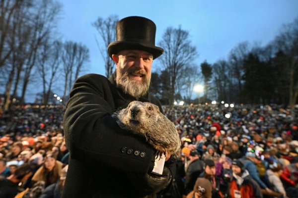 Erst vor wenigen Wochen sagte Murmeltier Punxsutawney Phil - hier gehalten von Murmeltierbetreuer A.J. Dereume - einen frühen Frühling für dieses Jahr voraus. - © Barry Reeger/AP/dpa