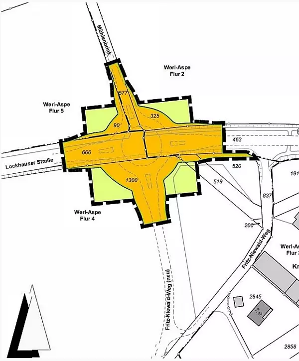 So sieht der Plan der Stadt für den neuen Kreisel am Fritz-Niewald-Weg aus. - © Stadt Bad Salzuflen