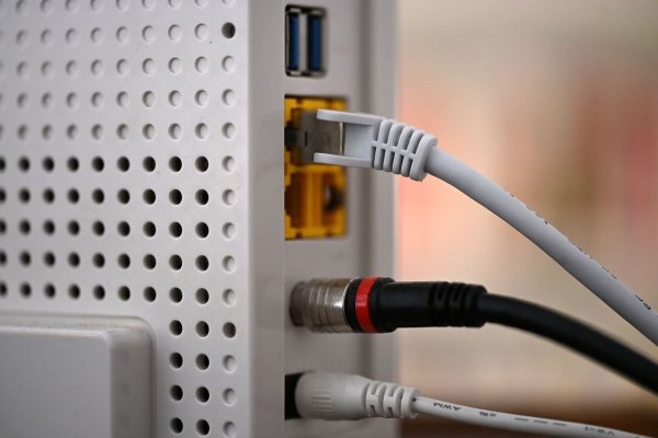 Ein LAN-Kabel in einem Router - mancherorts sind die Internetverbindungen besser geworden. - © Wolf von Dewitz/dpa