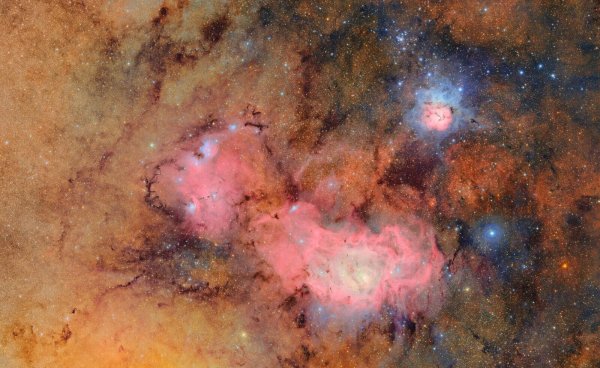 Eines der ersten Bilder zeigt den Trifidnebel. - © ---/NSF-DOE Vera C. Rubin Observatory /dpa