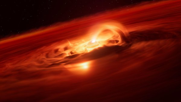 Sechs Milliarden Tonnen pro Sekunde: Dieser Planet ist wahrlich ein Gierschlund. - © M. Kornmesser/ESO/L. Calçada/dpa