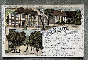 Dorfgastst&auml;tten in Bad Salzuflen: Lithografie-Postkarten erinnern an alte Schankwirtschaften