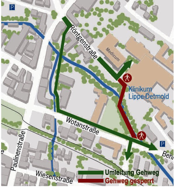 Diese Grafik zeigt die Umleitung für Fußgänger. - © Privat