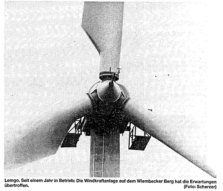 Die WIndkraft kommt in Lippe an. - © LZ, 19. November 1991