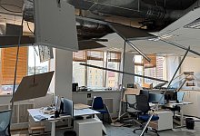 Russische Raketeneinschlägen nahe der EU-Vertretung in Kiew - EU delegation in Ukraine/dpa