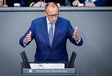 &laquo;Sie reden in letzter Zeit etwas mehr als sonst, aber sie sagen unver&auml;ndert nichts.&raquo;: Unionsfraktionschef Friedrich Merz an die Adresse von Kanzler Scholz. - Kay Nietfeld/dpa