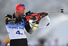 Biathlet Philipp Nawrath beim letzten Schie&szlig;en. - Hendrik Schmidt/dpa-Zentralbild/dpa