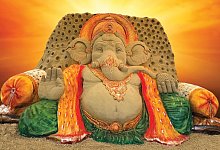 Hindu-Gott Ganesha als Sandskulptur bei der SandWorld - Julien Lightfoot/SandWorld Weymouth/dpa-tmn