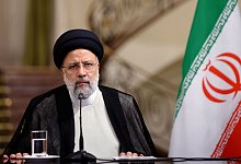 Der iranische Pr&auml;sident Ebrahim Raisi. Der Iran signalisiert seine Bereitschaft f&uuml;r einen m&ouml;glichen Gefangenenaustausch mit den USA. - -/Iranian Presidency/dpa