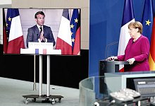 Pressekonferenz Merkel und Macron - Foto: Kay Nietfeld/dpa-Pool/dpa