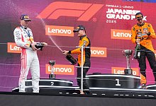 Max Verstappen, Lando Norris und Oscar Piastri - Shuji Kajiyama/Pool AP/AP/dpa