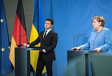 Ukrainischer Pr&auml;sident Selenskyi in Berlin - Foto: Stefanie Loos/AFP POOL/dpa