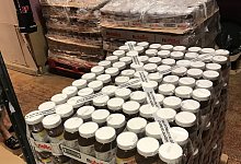 Nutella-Gläser in Malmö - -/Stadt Malmö/dpa