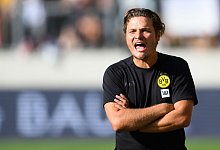 Kommt bei den Dortmunder Fans schon mal gut an: BVB-Trainer Edin Terzic. - Robert Michael/dpa