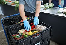 Ehrenamtlicher Helfer sortiert Lebensmittel bei der Tafel - Christian Charisius/dpa/dpa-tmn